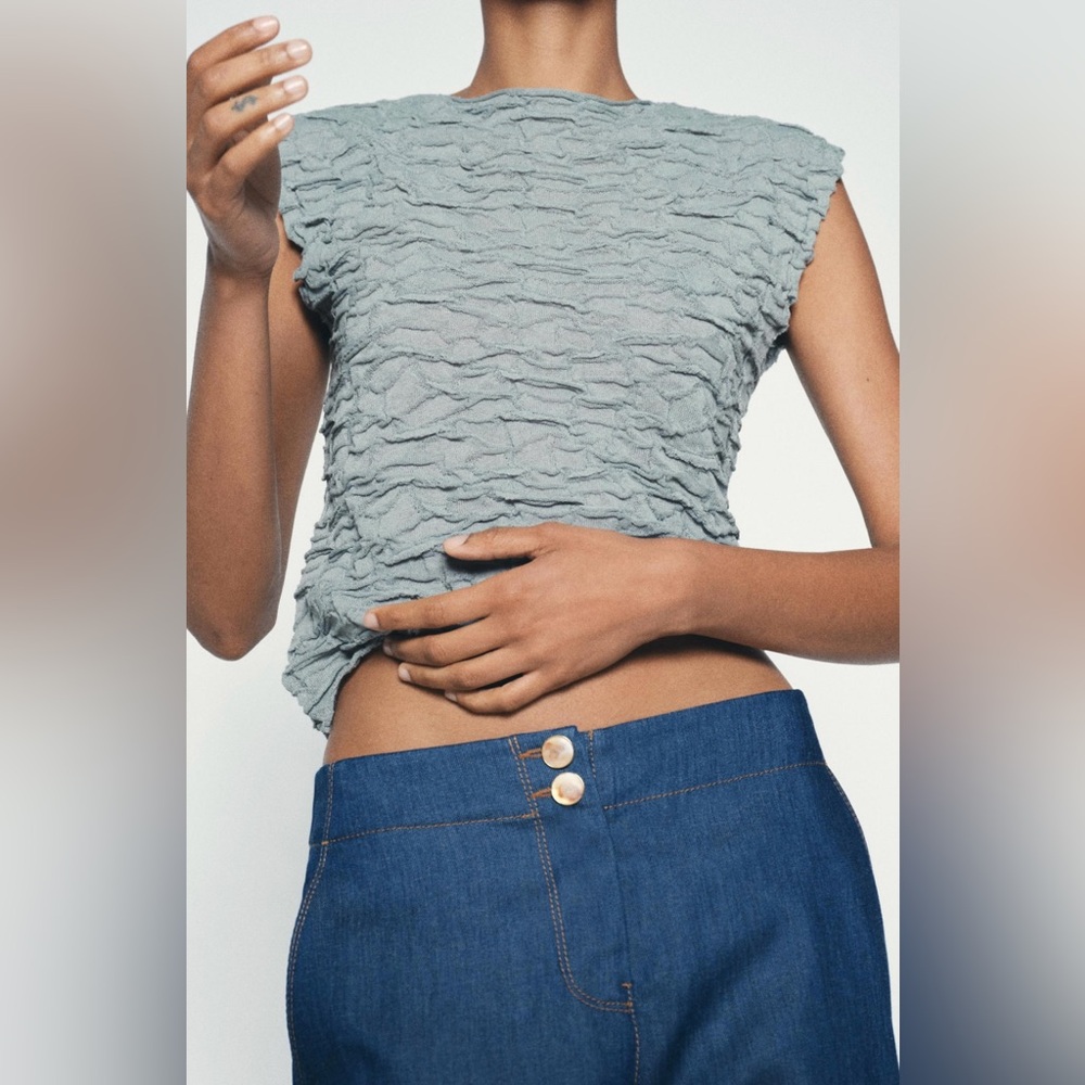 Zara Green Textured Top